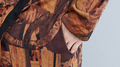 Women Retro Print Stitching Irregular Dress