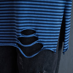 Women Casual Striped Ripped Sweatshirt