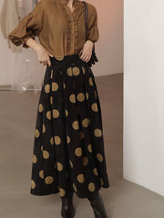 Retro Polka Dot High Waist A-Line Pleated Skirt
