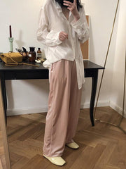 Velvet Wide-leg Loose Solid Empire Pants