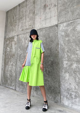 Skinny Stitching Contrast Stand Collar Shirt Dress