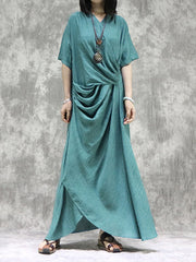 Original Solid Irregularity Pleats Dress