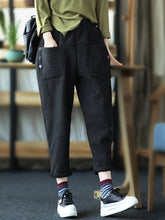 Women Retro Plus Velvet Thick Casual Pants