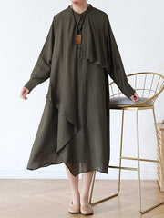Loose Soft Irregular Literary Long Shirt Dress