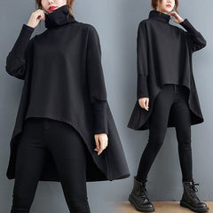 High Neck Loose Large Size Mid-Length Long Sleeve Sweatshirt