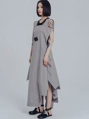 Casual Roomy Sleeveless Irregular Gray Maxi Dress