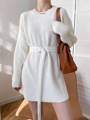 Classic Solid Color Thicken Knitted Mini Dress