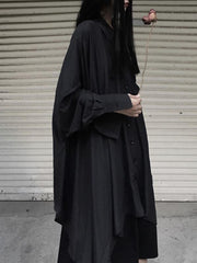 Black Asymmetrical Loose Long Outwear