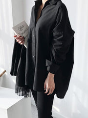 Loose Casual Solid Color High-Low Shirt