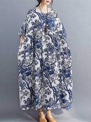 Original Round-Neck Floral V-Neck Dress