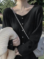 Women Loose Solid Color Knitted Dress
