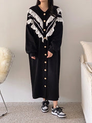 Casual Lace Embellished Hoodie Dress