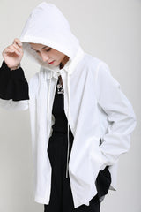Split-Joint Cropped Hooded Coat