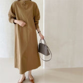 Casual Loose Solid Color Pullover Maxi Dress
