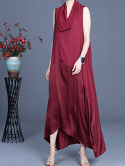 Scarf Collar Irregular Stitching Dress