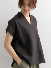 V-Neck Simple Solid Color Loose Casual T-Shirt