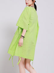 Women Slim Drawstring Pleated Loose Dress