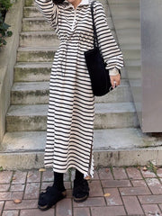 Stylish Striped Casual Hoodie Dress