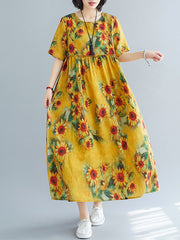 Original Floral Round-Neck Dress