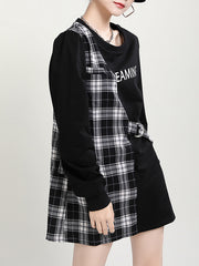 Women Stitching Plaid Long Sleeve Dress