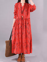 Animal Printed V-Neck Tatting Maxi Dress