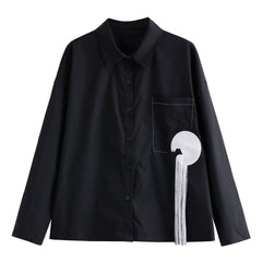 Loose Long Sleeve Shirt With Embroidered Tassels