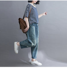 Women Loose Casual Harem Denim Casual Pants