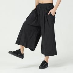 Women Solid Color Irregular Straight Casual Pants