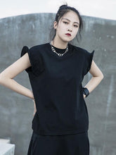 Solid Color Fly Sleeve Round Neck T-Shirt