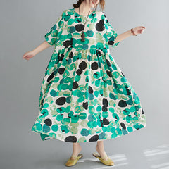 Round Neck Print Polka Dot Pullover Casual Dress