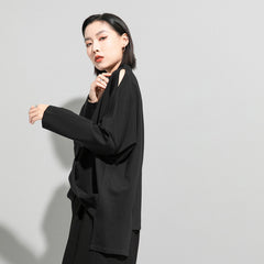 Women Loose Pleated Off Shoulder Long Sleeve T-Shirt