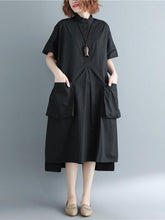 Casual Black Shirt Long Dress
