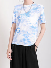 Women Slim Slimming Tie Dye Printing Casual T-Shirt