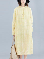 Loose Casual Plaid Midi Dress