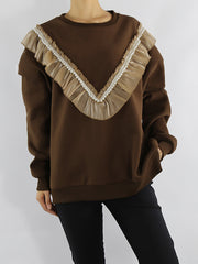 Casual Fashion Patchwork Flounces Loose Top