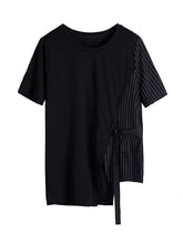 Fashion Striped Split-Joint Cropped T-Shirts Tops