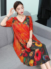 Casual Colorful Silk Long Dress