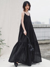 Loose Solid Pleated Splicing Sleeveless Dress