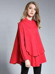 Solid Color Loose Ruffle Casual Blouse