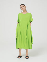 Solid Short Sleeves Cropped Maxi Dress