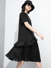 Black Cropped Pleated Dress