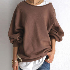 Casual Solid Color Roll-Up Collar Sweatshirt