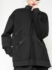 Women Stand Collar Loose Casual Sweatshirt