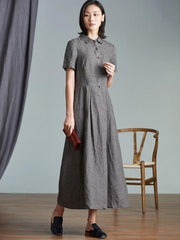 Elegant Linen Slim Long Dress