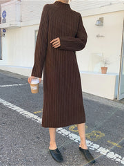 Simple Solid Color A-Line Midi Dress