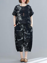 Loose Ink Prnted Wie-Leg Suits