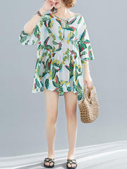 Loose Colorful leaves Printed Shirt