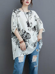Plus Size Loose Print Chiffon T-Shirt