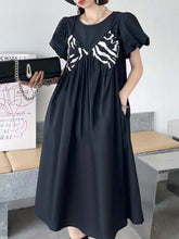 Summer Round Neck Printed Split-Joint Midi Dress