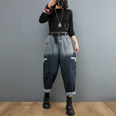 Gradient Color Plus Size Denim Harem Pants